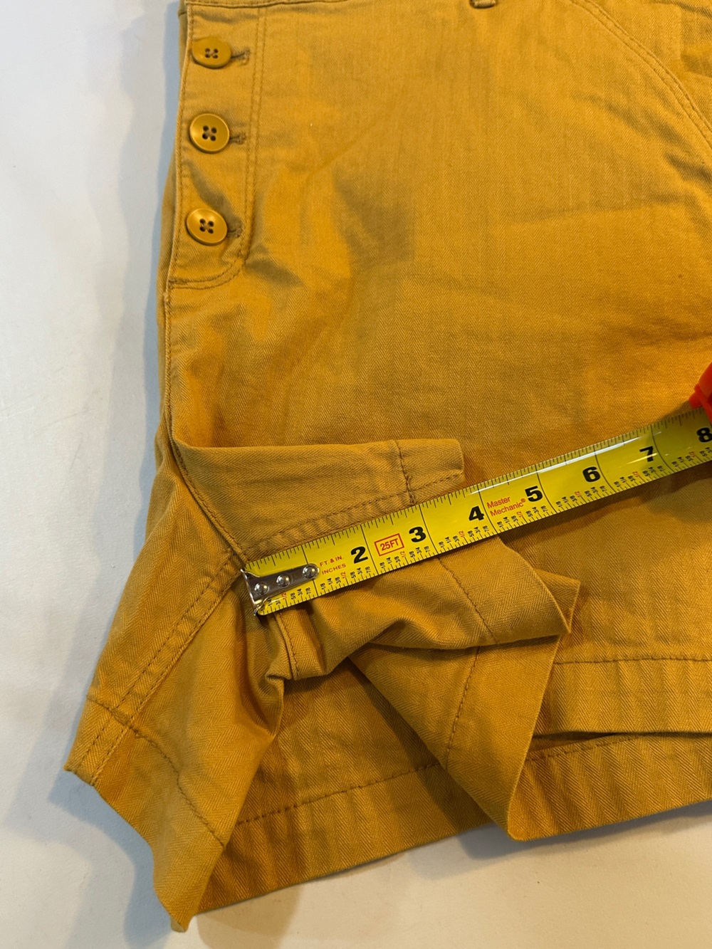 Mustard Button-Front Shorts - Picture 5 of 8